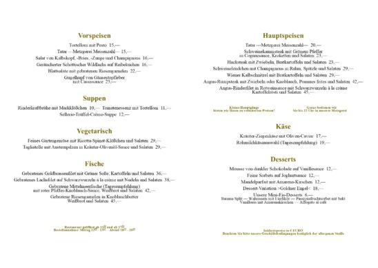 unsere aktuelle Speisekarte